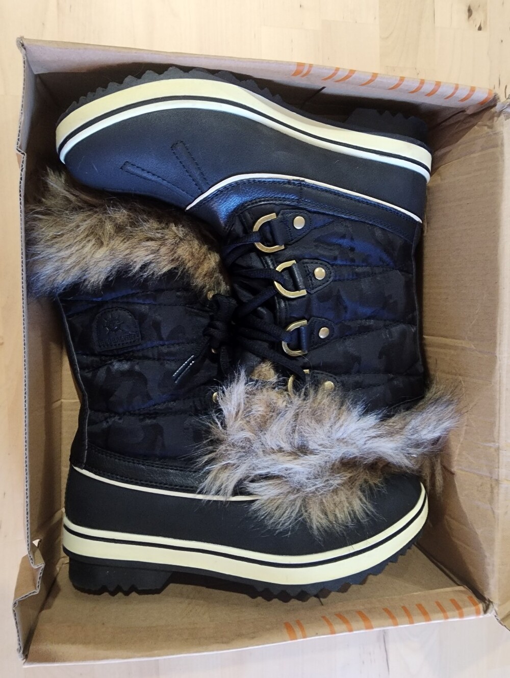 NIB Globalwin | Black Mid-Calf Winter Snow Boots Faux Fur | U.S. Womens Size 7.5